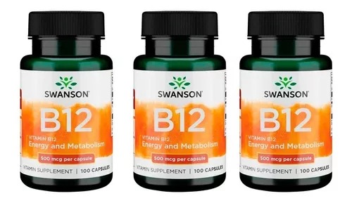 [SW030X3] Swanson Vitamina B12 500mcg Energía y MeTabletas. olismo 100 Cáps. 3-Pack